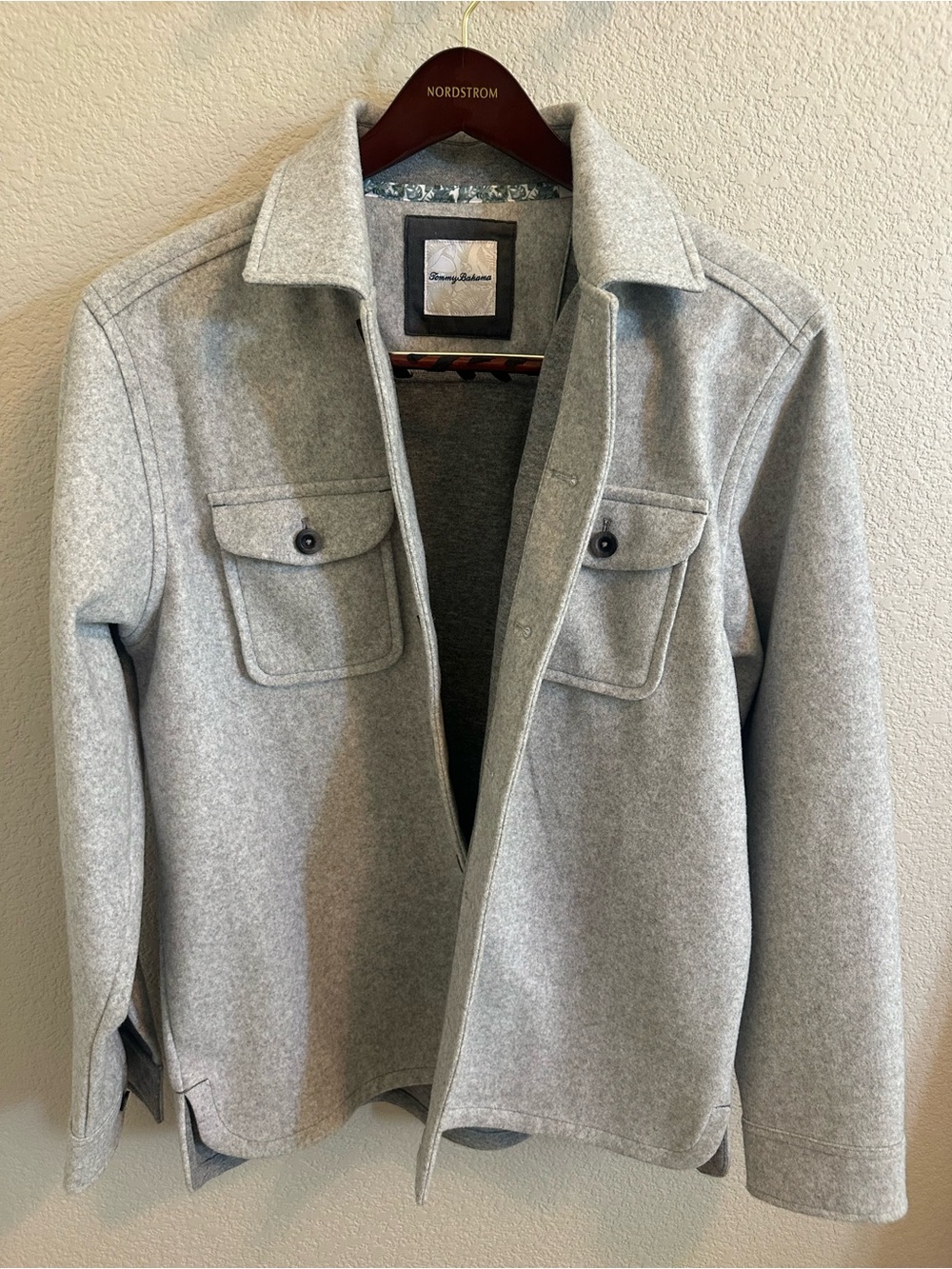 Tommy Bahama Light Gray Wool-Blend Shirt Jacket